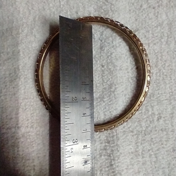 Goldtone mesh solid bangle bracelet - Picture 3 of 3